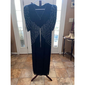 Vintage SCALA fully beaded black gown size 8